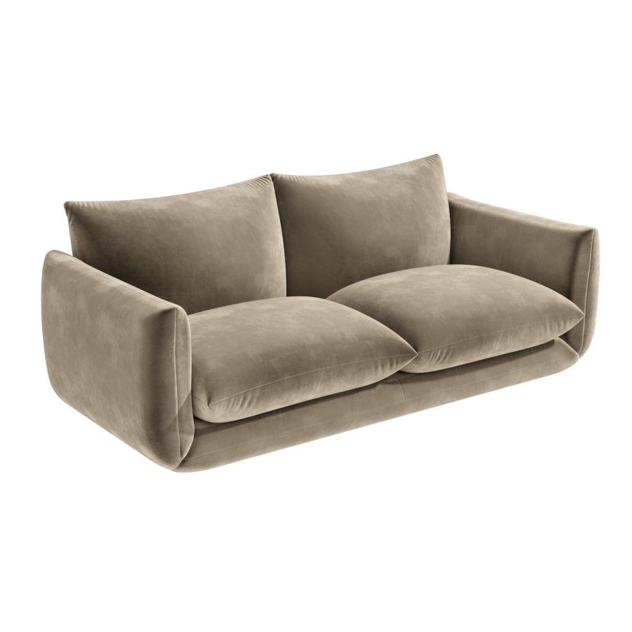 GRADE A1 - Low Curved 3 Seater Sofa in Mink Velvet - Bodi