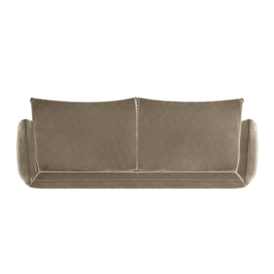 GRADE A1 - Low Curved 3 Seater Sofa in Mink Velvet - Bodi