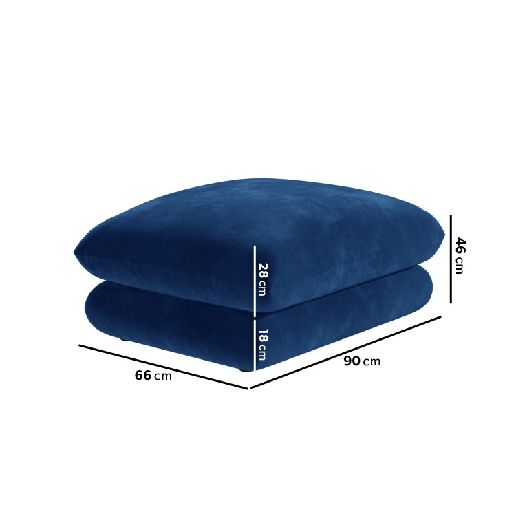 Large Navy Velvet Footstool - Bodi