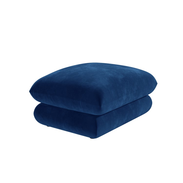 Large Navy Velvet Footstool - Bodi