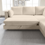 Cream Fabric Corner Sofa Bed with Storage - Seats 4 - Boe