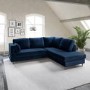GRADE A2 - Navy Velvet Corner Sofa Bed with Storage - Seats 4 - Boe