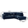 GRADE A2 - Navy Velvet Right Hand Corner Sofa Bed with Storage - Seats 4 - Boe