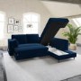 GRADE A2 - Navy Velvet Corner Sofa Bed with Storage - Seats 4 - Boe