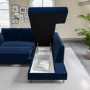 GRADE A2 - Navy Velvet Corner Sofa Bed with Storage - Seats 4 - Boe