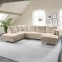 Beige Woven U Shape Sofa Bed with Storage - Seats 6 - Boe