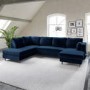 GRADE A1 - 6 Seater U Shaped Corner Sofa Bed with Storage in Navy Velvet - Left Hand Facing - Boe
