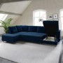 GRADE A1 - 6 Seater U Shaped Corner Sofa Bed with Storage in Navy Velvet - Left Hand Facing - Boe
