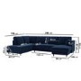 Navy Velvet U Shape Left Hand Sofa Bed with Storage - Seats 6 - Boe