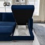 Navy Velvet U Shape Left Hand Sofa Bed with Storage - Seats 6 - Boe