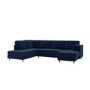 ONLY OPENED - Navy Blue Velvet U-Shaped Left Hand Sofa Bed with Storage - Seats 6 - Boe
