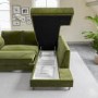 GRADE A1 - Olive Green Velvet L Shaped Sofa Bed with Storage - Seats 4 - Boe