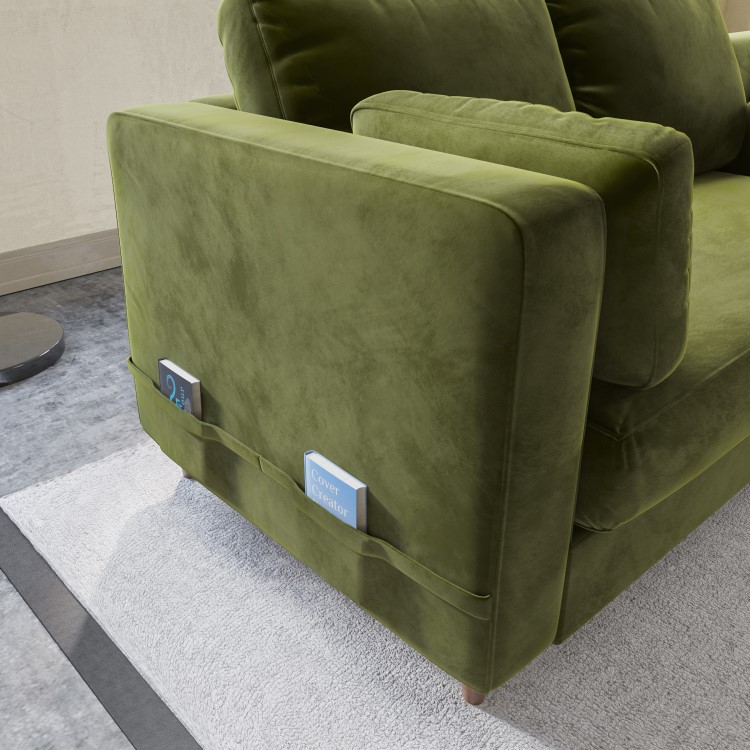 GRADE A1 - Olive Green Velvet L Shaped Sofa Bed with Storage - Seats 4 - Boe