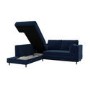 Navy Velvet Left Hand Corner Sofa Bed with Storage - Seats 4 - Boe
