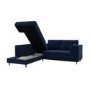 4 Seater Pull-Out Corner Sofa Bed with Storage in Navy Blue Velvet - Boe