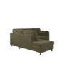 Khaki Green Velvet Left Hand Corner Sofa Bed with Storage - Seats 4 - Boe