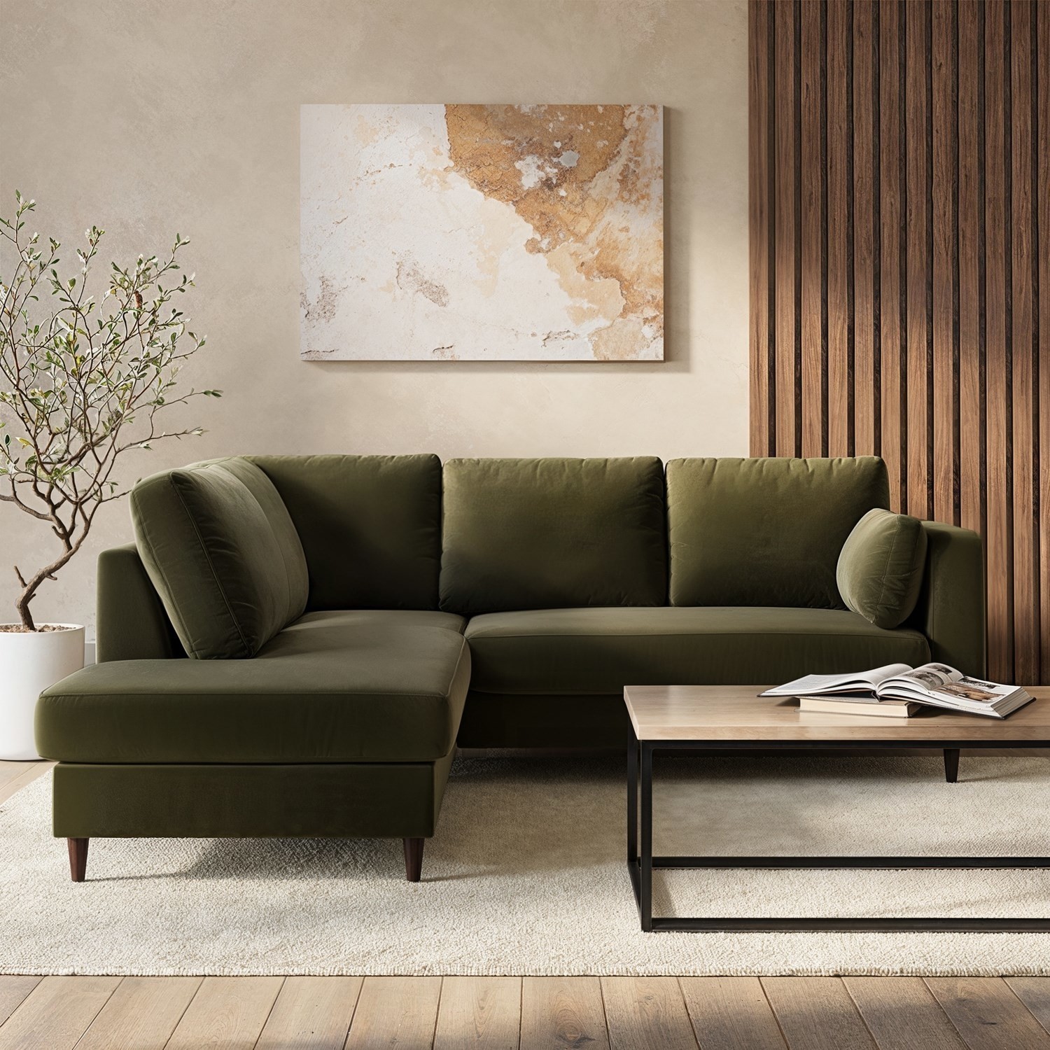 4 Seater Pull Out Corner Sofa Bed Storage Velvet