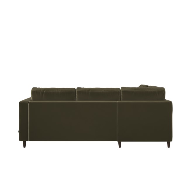 Khaki Green Velvet Left Hand Corner Sofa Bed with Storage - Seats 4 - Boe