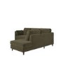 Khaki Green Velvet Right Hand Corner Sofa Bed with Storage - Seats 4 - Boe