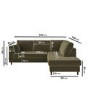 Khaki Green Velvet Right Hand Corner Sofa Bed with Storage - Seats 4 - Boe