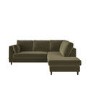 Khaki Green Velvet Right Hand Corner Sofa Bed with Storage - Seats 4 - Boe