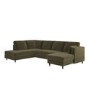 Khaki Green Velvet U-Shaped Left Hand Sofa Bed with Storage - Seats 6 - Boe