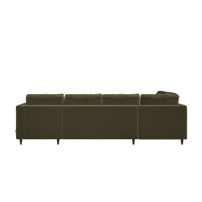 Khaki Green Velvet U-Shaped Left Hand Sofa Bed with Storage - Seats 6 - Boe