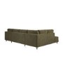 Khaki Green Velvet U-Shaped Left Hand Sofa Bed with Storage - Seats 6 - Boe