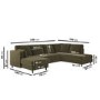 Khaki Green Velvet U-Shaped Right Hand Sofa Bed with Storage - Seats 6 - Boe