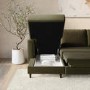 Khaki Green Velvet U-Shaped Right Hand Sofa Bed with Storage - Seats 6 - Boe