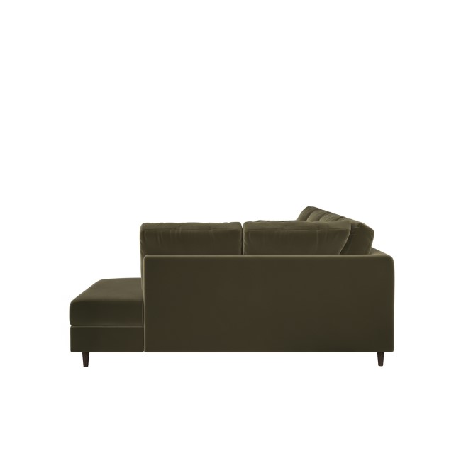 Khaki Green Velvet U-Shaped Right Hand Sofa Bed with Storage - Seats 6 - Boe