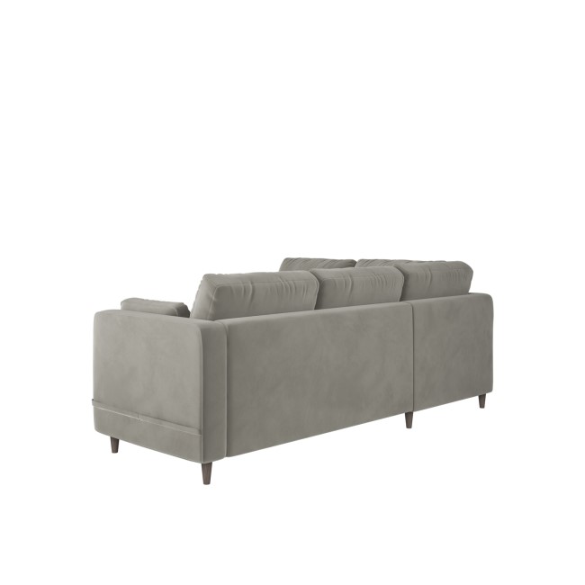 Grey Velvet Left Hand Corner Sofa Bed with Storage - Seats 4 - Boe