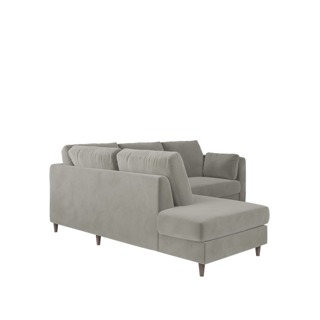 Grey Velvet Left Hand Corner Sofa Bed with Storage - Seats 4 - Boe