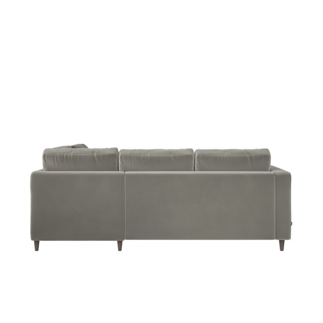 Grey Velvet Right Hand Corner Sofa Bed with Storage - Seats 4 - Boe