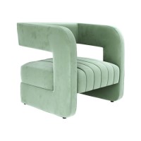 GRADE A1 - Sage Green Art Deco Armchair with Ribbed Detail - Boni