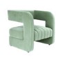 GRADE A1 - Sage Green Art Deco Armchair with Ribbed Detail - Boni