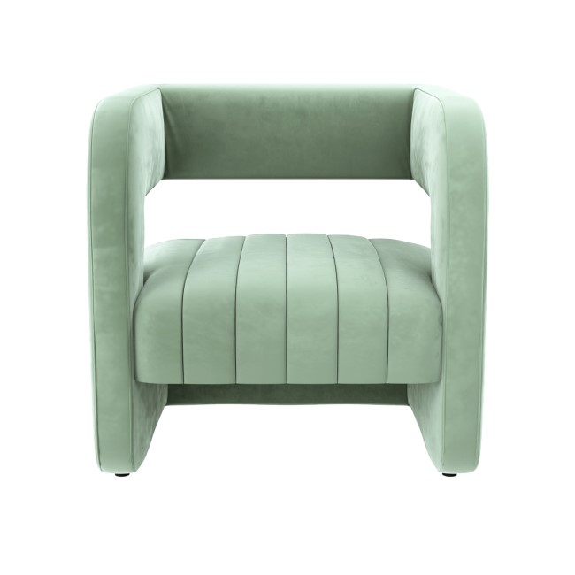 GRADE A1 - Sage Green Art Deco Armchair with Ribbed Detail - Boni