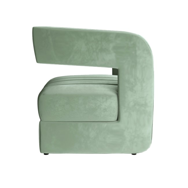 GRADE A1 - Sage Green Art Deco Armchair with Ribbed Detail - Boni