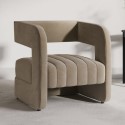 A1/BON002 ONLY OPENED - Mink Velvet Art Deco Armchair with Ribbed Detail - Boni