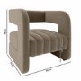 GRADE A3 - Mink Velvet Art Deco Armchair with Ribbed Detail - Boni