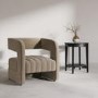 GRADE A1 - Mink Velvet Art Deco Armchair with Ribbed Detail - Boni