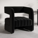 BON004 Black Velvet Accent Chair with Ribbed Detail - Boni
