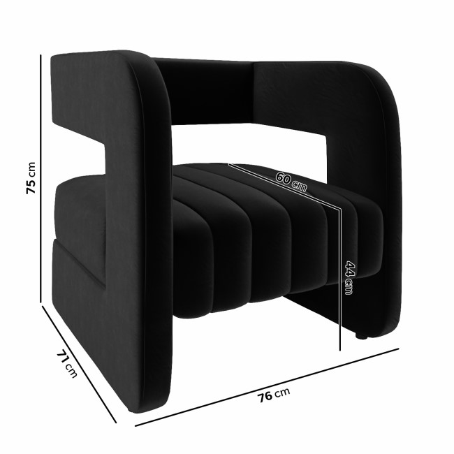 ALMOST PERFECT - Black Velvet Accent Chair with Ribbed Detail - Boni