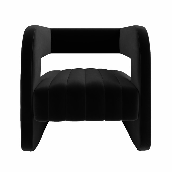 ALMOST PERFECT - Black Velvet Accent Chair with Ribbed Detail - Boni