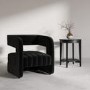 Black Velvet Armchair with Ribbed Detail - Boni