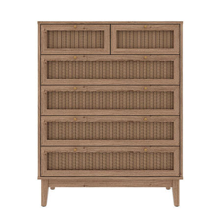 Tall Rattan Chest of 6 Drawers - Bordeaux - LPD