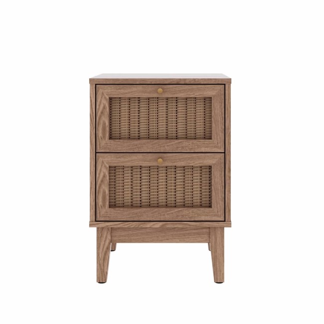 Rattan 2 Drawer Bedside Table - Bordeaux - LPD 