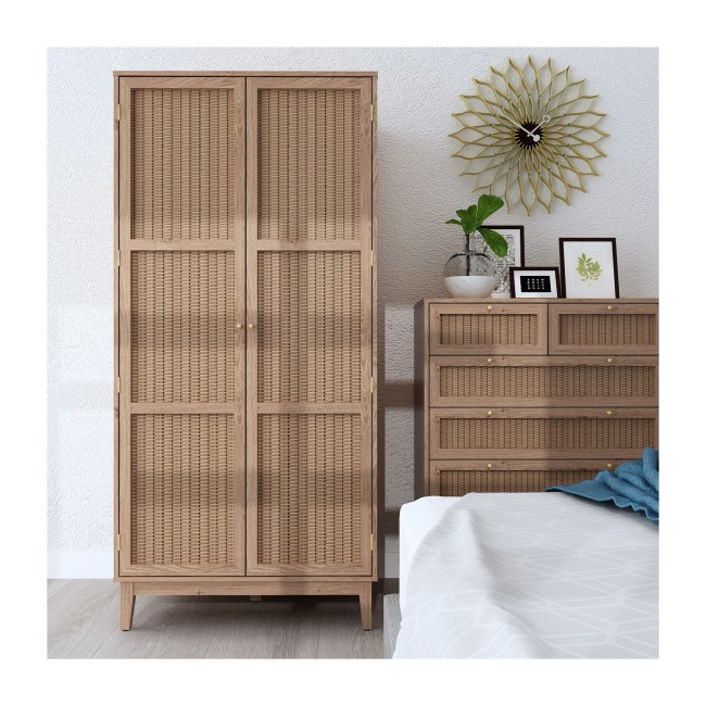 Rattan Rustic 2 Door Double Wardrobe - Bordeaux - LPD