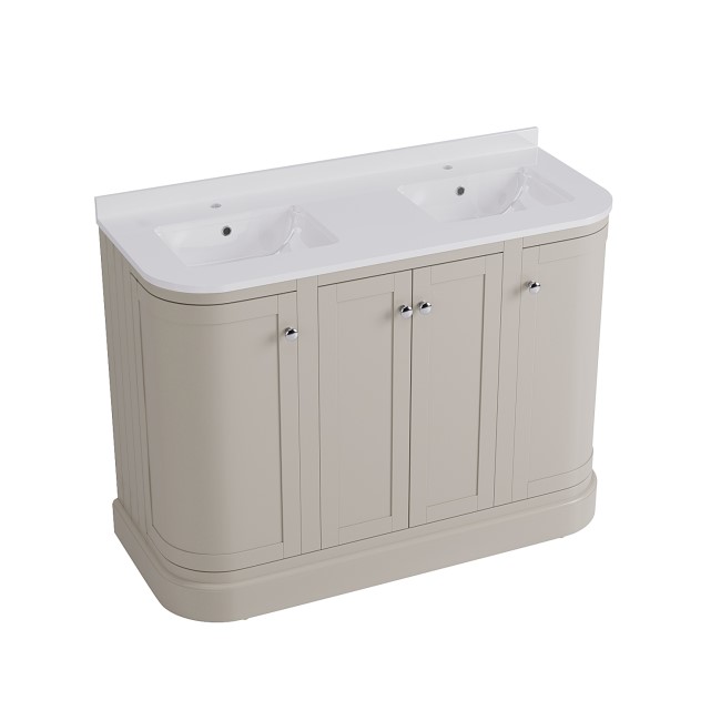 1200mm Beige Curved Freestanding Double Vanity Unit with Basin - Bowland