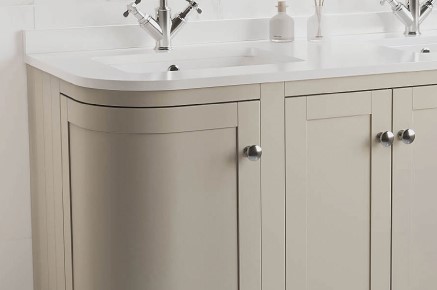 Beige Basin Vanity Unit with Chrome Handles